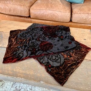 Silk and Velvet Rose Scarf
